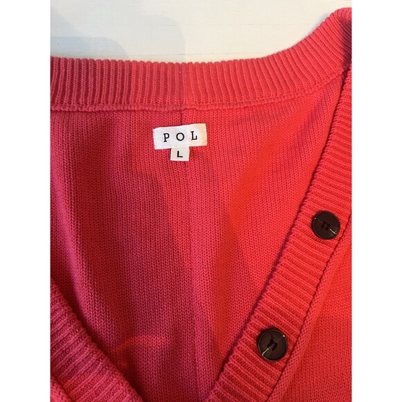 POL Womans M Button Front Cardigan Sweater Slouchy Boxy Oversized Ballon Sleeve - Picture 2 of 4